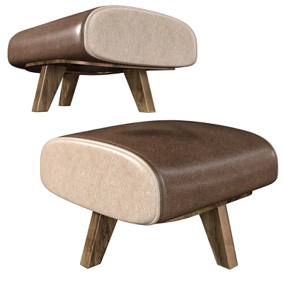 Modern Leisure Chair With Brown And Beige Upholstered Seat And Wooden Legs Design 3d model
