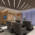 Modern Lounge Area Interior With Wooden Decor Comfortable Seating TV Screen And Green Plants