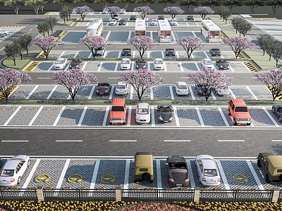 Modern parking lot Ecological parking lot Outdoor parking lot Wenchuang parking lot model