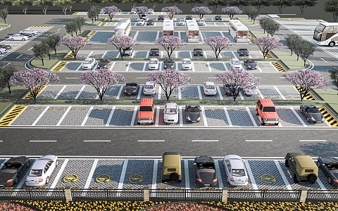 Modern parking lot Ecological parking lot Outdoor parking lot Wenchuang parking lot 3d model