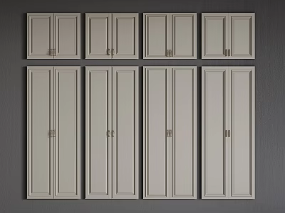 Hardware Tools For White Cabinet Doors Arranged On Gray Background With Metal Handles 3d model