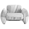 Stylish Single Sofa With Black And White Stripes And Rounded Armrests Design 3d model