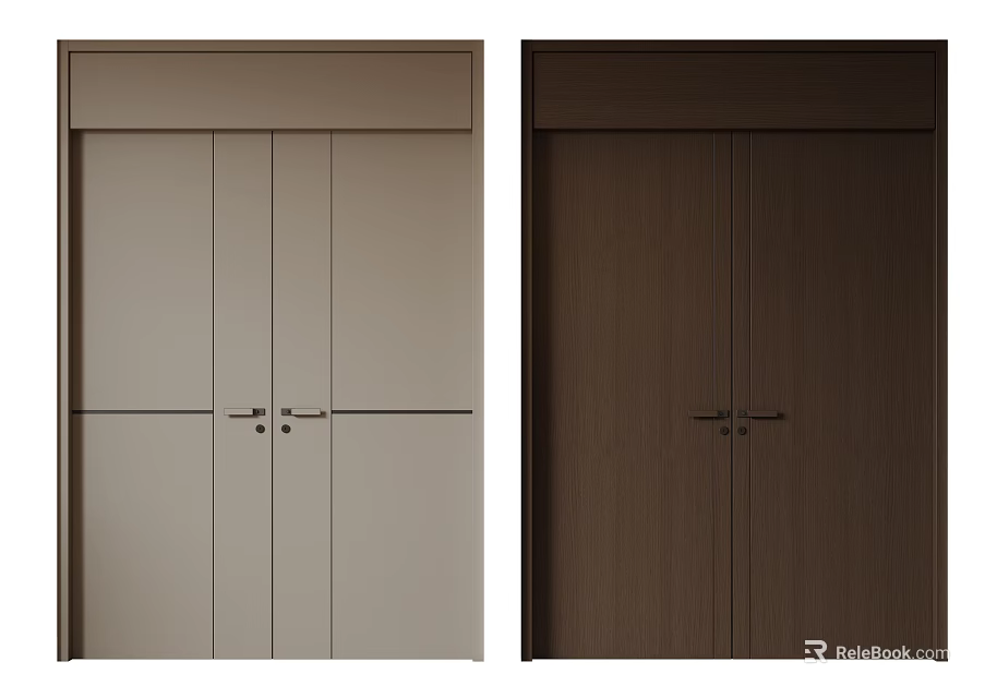 Modern Interior Wooden Double Doors Light Beige And Dark Brown Design For Elegant Home Decor 3d model 