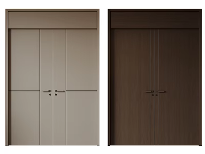 Modern Interior Wooden Double Doors Light Beige And Dark Brown Design For Elegant Home Decor 3d model