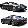 Sleek Modern Dark Gray Sports Car With Yellow Wheels And Dual Exhaust Design