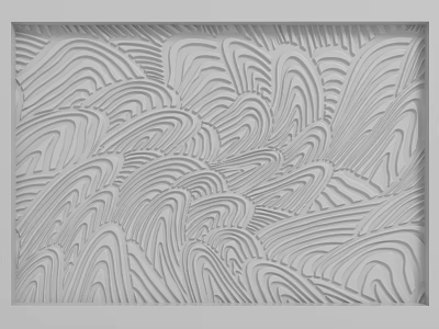 Textured Wavy Pattern 3D Relief Wall Panel In Light Gray Curved Design 3d model