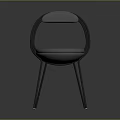 Modern Minimalist Chair With Round Backrest And Upholstered Seat Metal Legs Design