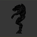 Armored Warrior Creature 3D Model With Dark Detailed Armor Standing Pose 3d model