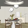 Modern Dining Table and Chair Combination Hongfu Cream 3d model