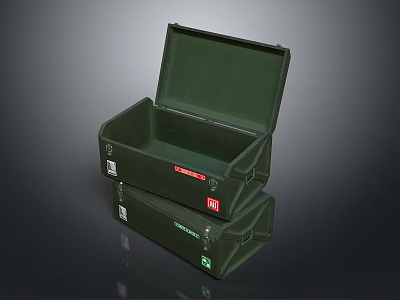 Green Durable Plastic Storage Boxes Stacked With Open Lid For Household Organizing Items 3d model