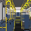 Modern Yellow And White City Bus With Large Windows And Double Doors