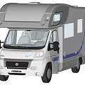 Ferrino Modern Motorhome Exterior With Silver Body Black Roof And Blue Stripes
