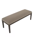 Modern Minimalist Upholstered Bench With Beige Cushion And Dark Wooden Legs