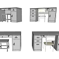 White Office Desks In Different Configurations With Drawers Cabinets And Chairs