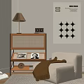 Wooden Console Table With Table Lamp Magazines In Modern Living Room Next To Sofa