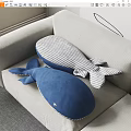 Cute Whale Shaped Blue And Gray White Striped Decorative Pillows On Sofa