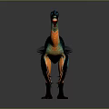 Vibrant Feathered Dinosaur With Blue Green Orange Colors Open Mouth And Dynamic Posture