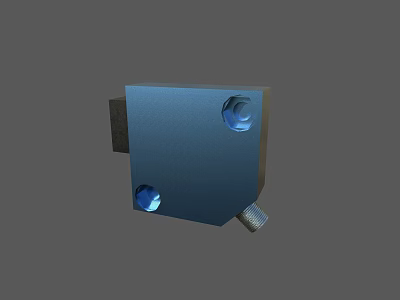 Blue Metal Industrial Equipment Component With Precision Holes And Mechanical Parts 3d model