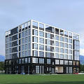 Multi Storey Industrial Factory Building With Modern Glass Windows Green Lawn And Surrounding Trees