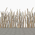 Modern branch dry branch modeling courtyard wall bamboo hedge wooden railing creative branch modeling wall art tree trunk branch 3d model