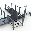 Outdoor Playground Equipment With Metal Structures Multiple Platforms And Climbing Elements 3d model