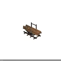 Metal Frame Cart With Wooden Logs On Track And Iron Wheels For Transportation