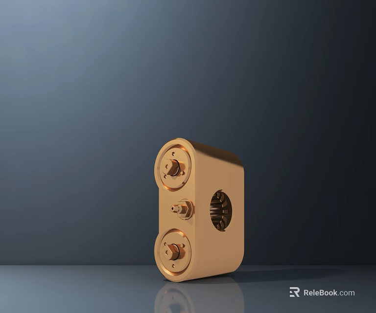 Golden Metal Door Handle With Modern Design And Textured Surface Details 3d model 