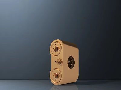 Golden Metal Door Handle With Modern Design And Textured Surface Details 3d model