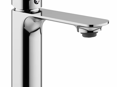 Modern Single Handle Chrome Faucet With Sleek Metal Construction And Design 3d model