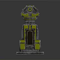 3D Model of Gray and Yellow Structure With Circular Top Design and Decorative Elements 3d model