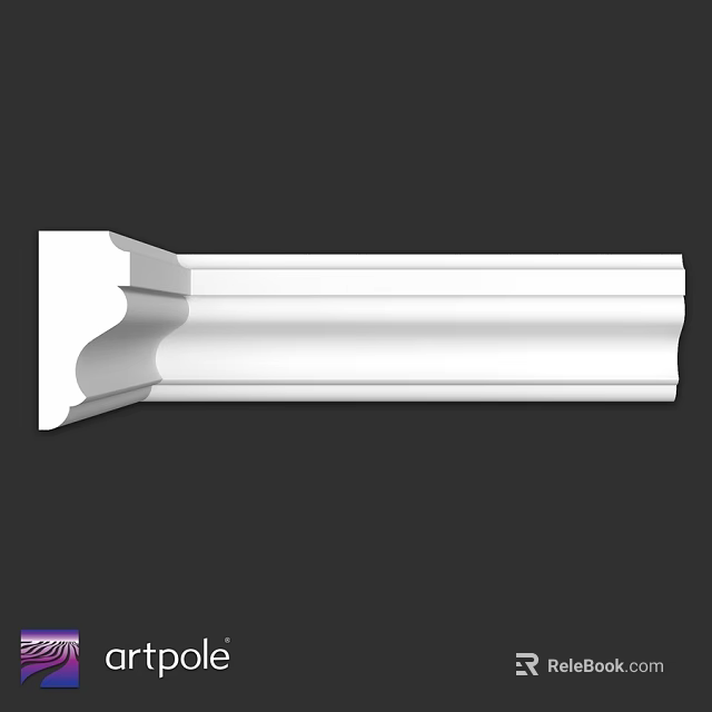 White Decorative Molding With Smooth Surface And Classic Profile For Interior Design 3d model 