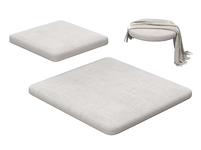 Beige Square And Round Cushions With Soft Blanket For Home Decor Accessories 3d model