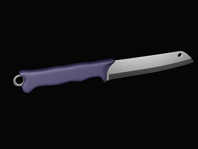 Silver Blade Utility Knife With Purple Handle And Round Hole Design 3d model
