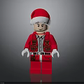 Lego Minifigure Wearing Red Santa Hat With Red Coat Vest And White Gloves