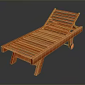 Orange Wooden Lounge Chair With Slatted Design And Wheels For Outdoor Use