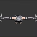 3D Game Movie Character With White Hair Headband Sword Arm Guards And Open Arms