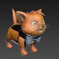 Cute 3D Animated Orange Cat Character Wearing Blue Bow Tie 3d model