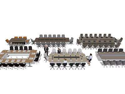 Various Modern Conference Tables With Chairs For Office Meeting Setups 3d model