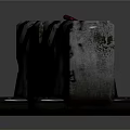 Metal Traffic Barrier With Black White Stripes Red Bolts And Base Supports