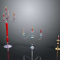 Elegant Candelabra Designs With Red Silver And Gold Metal Bases For Home Interior Decor