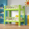 Thickened Bunk Bed Iron Upper and Lower Bunk Student Steel Frame High and Low Bed Double Staff Kindergarten Single Iron Frame Upper and Lower Bed Dormitory 3d model