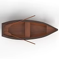 Classic Wooden Boat With Handcrafted Interior Seats And Wooden Oars Details