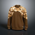 Brown Camouflage Sleeved Sweatshirt With Color Block Design Casual Fashion Style