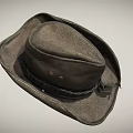Black Leather Western Style Hat with Braided Band Classic Crown and Curved Brim