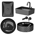 Black Bathtub Assortment Featuring Various Modern Shapes And Sleek Faucet Parts