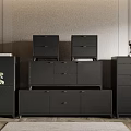 Modern Entryway Cabinet And Side Cabinet With Drawers Storage And Decorative Potted Plant