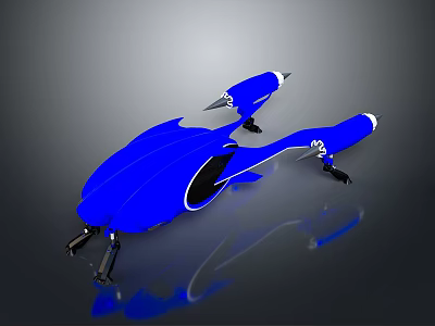 Futuristic Blue Flying Vehicle Model With Aerodynamic Structure And Shiny Surface Design 3d model