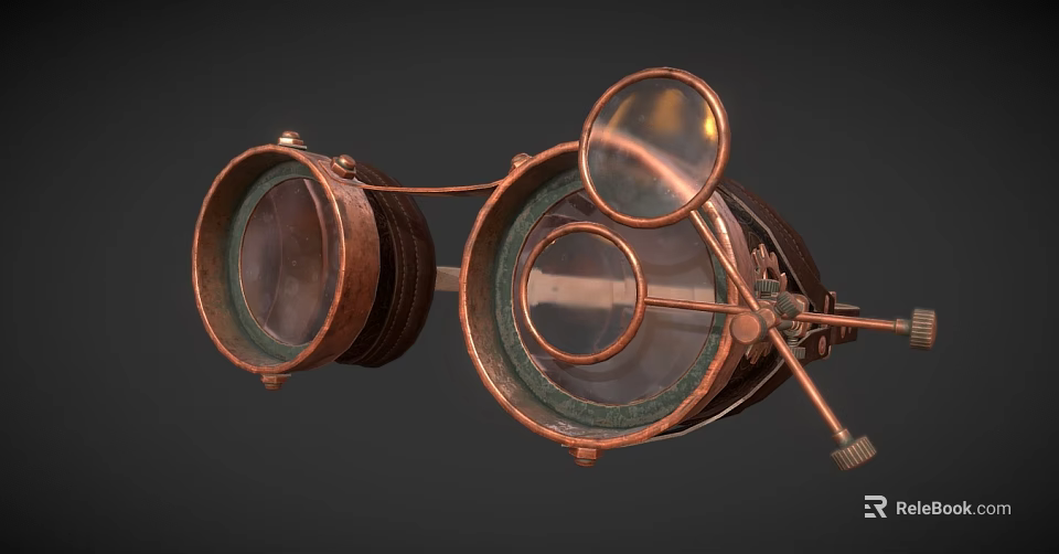 Copper Frame Commercial Optical Equipment With Dual Lenses And Binocular Structure 3d model 