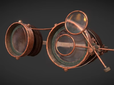 Copper Frame Commercial Optical Equipment With Dual Lenses And Binocular Structure 3d model