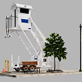 Mobile Security Tower With Stairs Bench Tree And Street Lamp